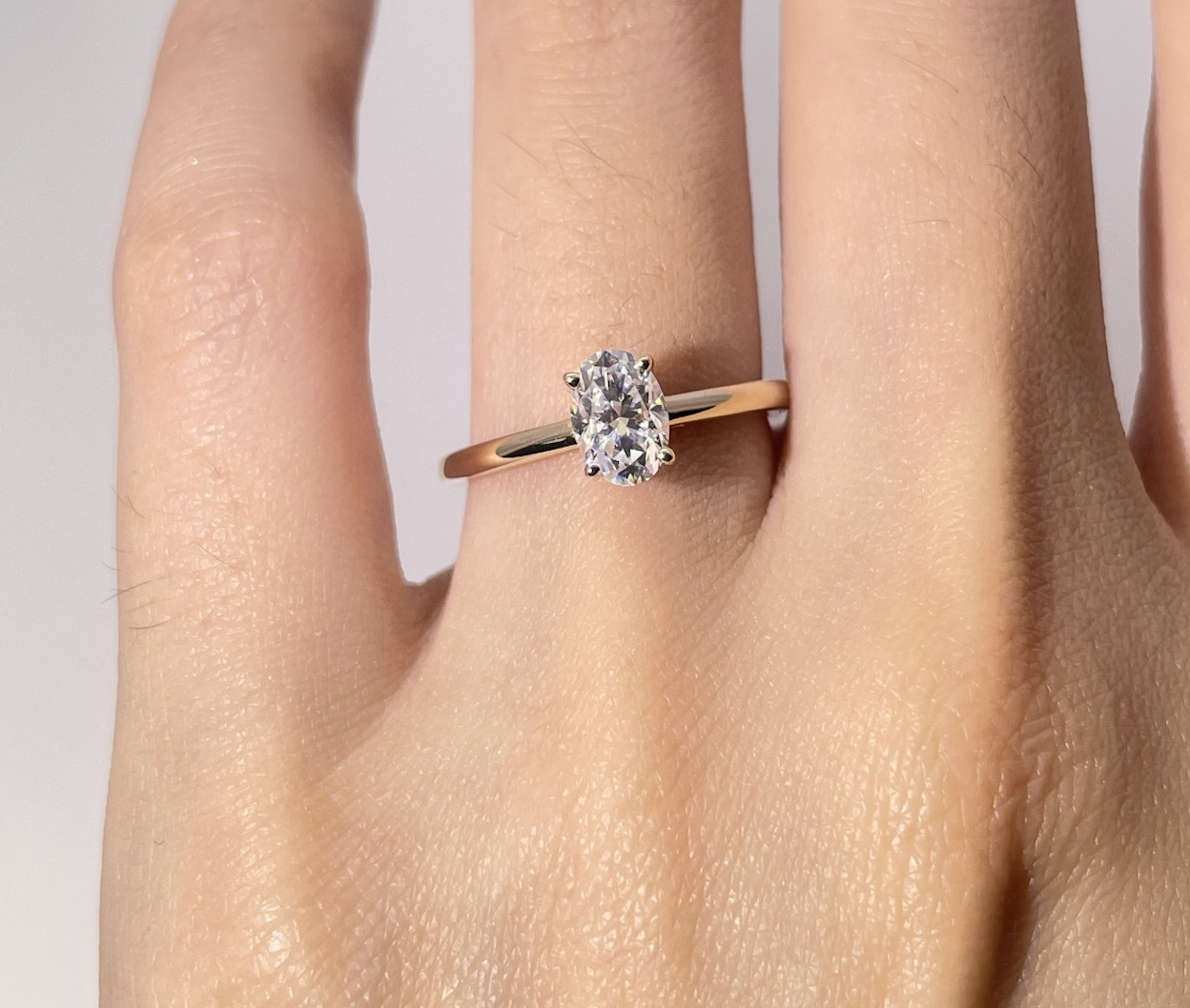 Moissanite ring close-up